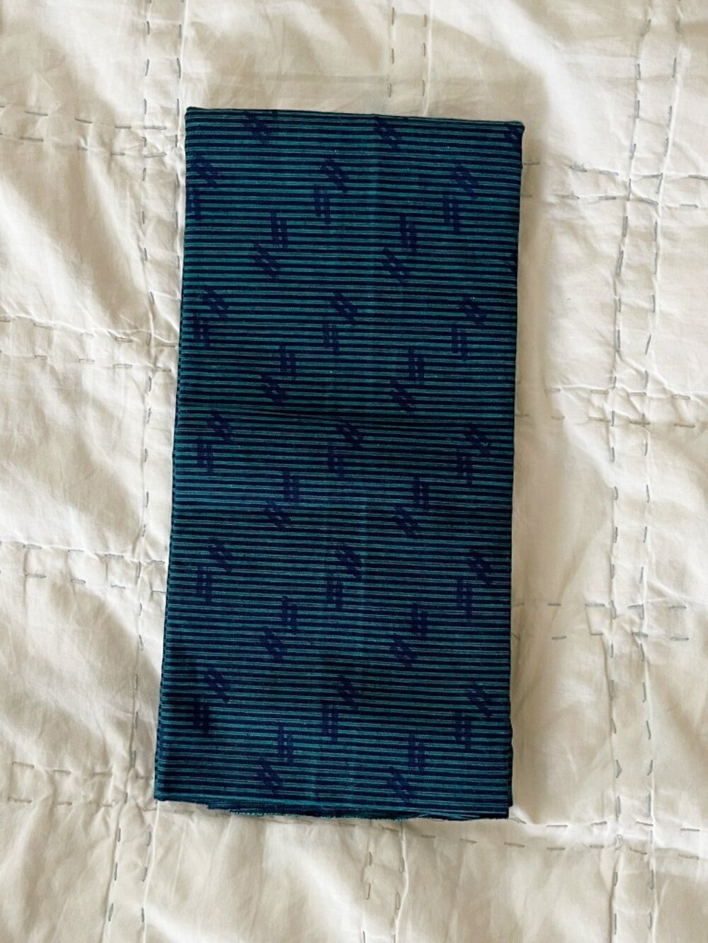 Blue striped abstract lines motif block print unstitched saree lehenga blouse